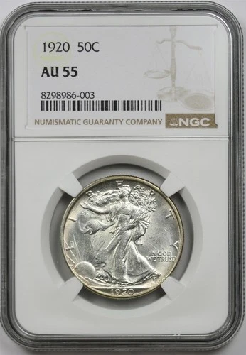 1920 50C NGC AU 55 (Better Date) Liberty Walking Half Dollar
