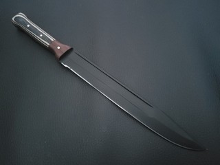 11" CUSTOM HAND MADE J2 STEEL FILLET KNIFE DENSIFIED WOOD HANDLE W/SHEATH 7622