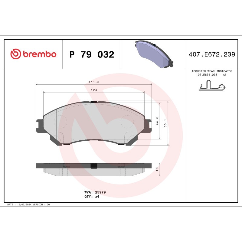 Für BREMBO KLOCKI SZCZEKI CYLINDERKI P 79 032 BRAKE PADS FRONT SUZUKI SX4 13- - Bild 4