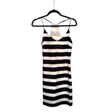 J.Crew Women Navy Blue White Striped Racerback Poly Parisian Mini Dress Size 0