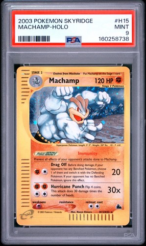 2003 POKEMON SKYRIDGE #H15 MACHAMP-HOLO PSA 9