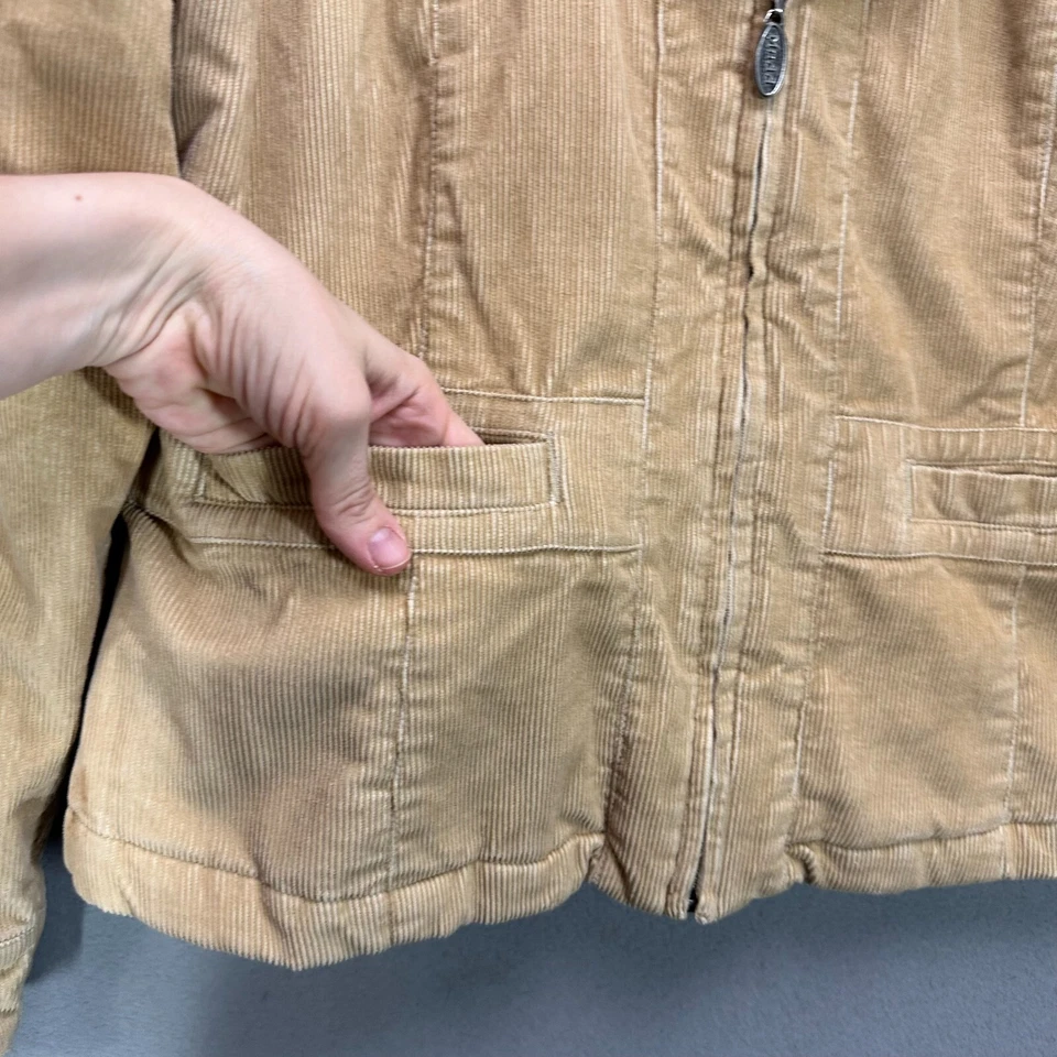 Chaqueta de Colección Y2K Mudd Talla L Tostada Pana Piel Borde Cuello Cremallera Abrigo Años 2000 70 Foto 3 de 4