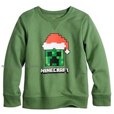 MINECRAFT Christmas Sweatshirt Shirt Boys Size 4- 12 Holiday Sweater Creeper NWT