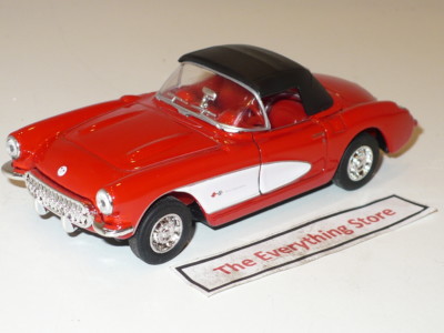 WELLY 1957 CHEVY CORVETTE CONVERTIBLE TOP UP BRIGHT RED LONG