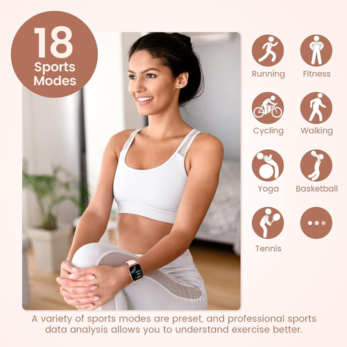 Smartwatch Donna Chiamate Bluetooth 5.2, 1.85" HD Smart Watch Orologio Con Cardi - Foto 6 di 8