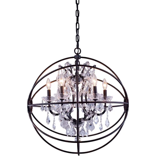 Dark Bronze Orb Globe Sphere Dining Room Crystal Chandelier Lighting 6 Light 27" - Picture 5 of 10