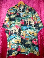 VINTAGE MENS PARADISE FOUND ROUTE 66 100% RAYON HAWAIIAN SHIRT HAWAII  2X-LARGE