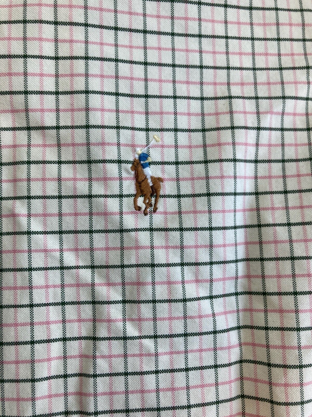 Ralph Lauren Polo Button Down Plaid XL Dress Shirt Rugby Horse Hole See Photos thumbnail 4