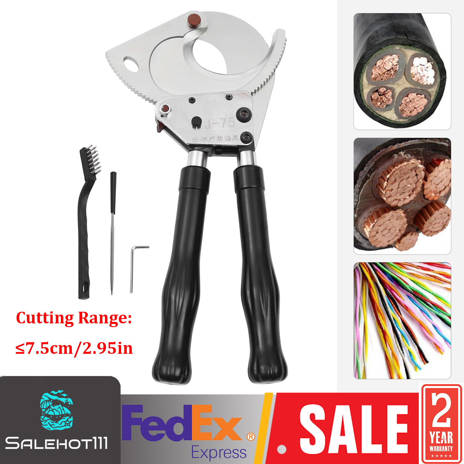 J75 Ratchet Cable Cutter Aluminum Copper Cable Ratcheting Wire Cutting Tool