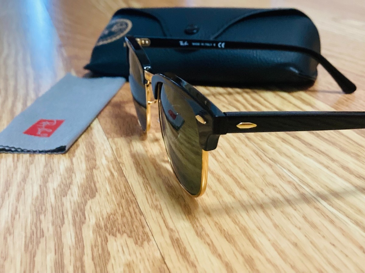 Ray-Ban RB3016 Clubmaster Polished Black/Gold W0365  display picture 1