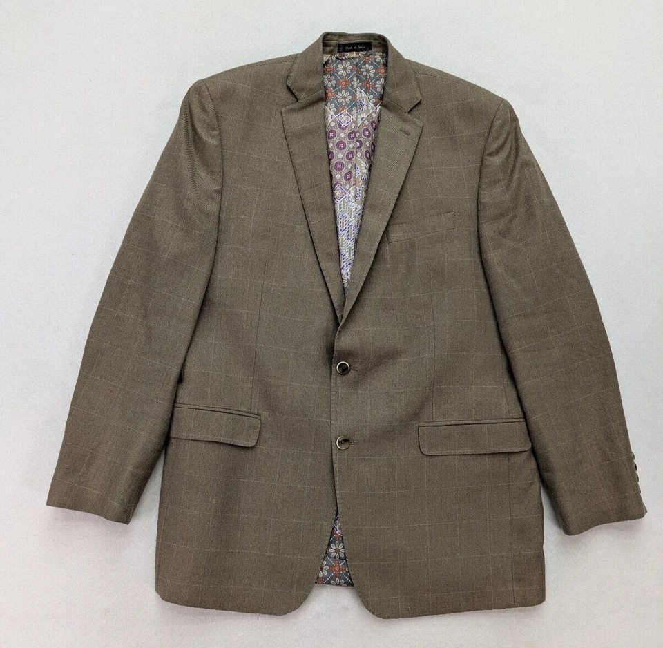 Chaqueta Blazer Van Heusen Studio Para Hombre Abrigo Deportivo Beige Cuadros Codo Parches 44L Foto 2 de 4
