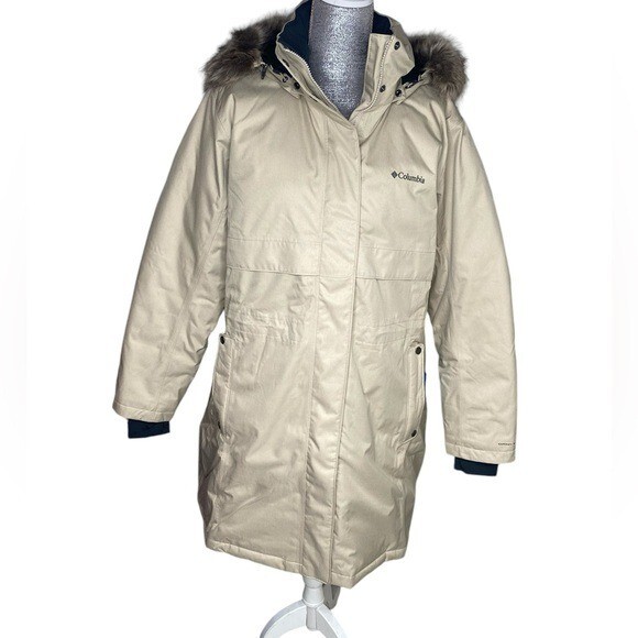 NWT Columbia Womens Apres Arson Winter Long Down Jacket 2X Beige