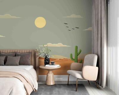 3D Sky Cloud Desert Cactus Self-adhesive Removable Wallpaper Murals 21