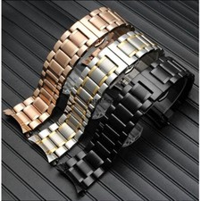 Curved Both End Solid Stainless Steel Bracelet Replacement Watch Band Strap