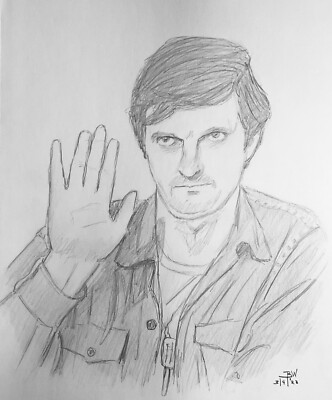 MASH SERIES PENIL DRAWINGS ALAN ALDA /HAWKEYE PIERCE PORTRAITS 11X14/SKETCHES