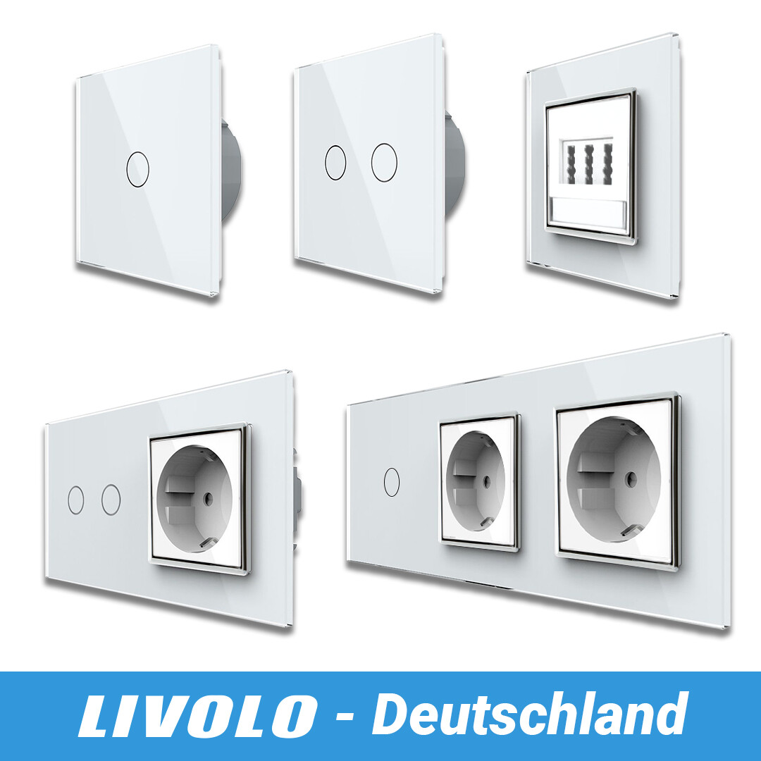 LIVOLO Touch Lichtschalter & Steckdose Mit Glasrahmen – Schwarz, Modernes Design