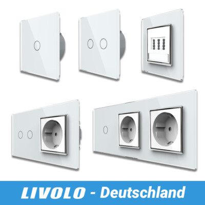 LIVOLO Touch Glas Lichtschalter Steckdosen Taster Dimmer USB SAT Wechselschalter