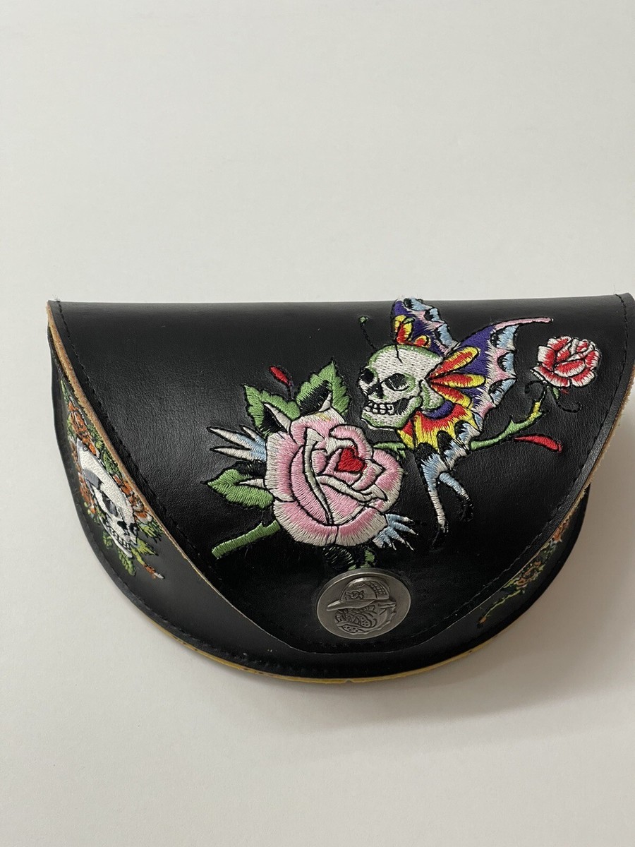 Ed Hardy Vintage Tattoo Eyewear Leather Sunglasses Case Ed Hardy Vintage Tattoo Eyewear Glasses Case with skulls and  main image 2