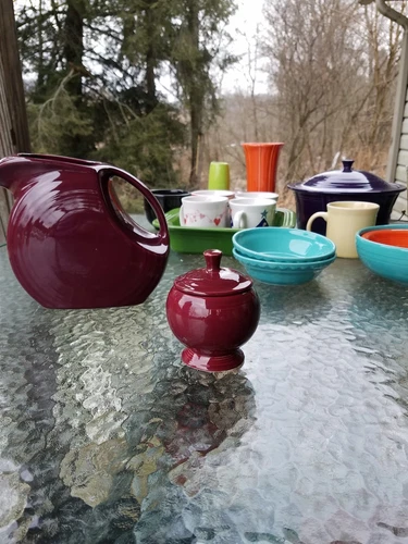 INDIVIDUAL COVERED SUGAR BOWL cinnabar FIESTA WARE NEW
