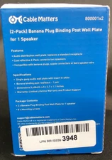 (2 Pack) Cable Matters Banana Plug Binding Post Wall Plate for 1 Speaker