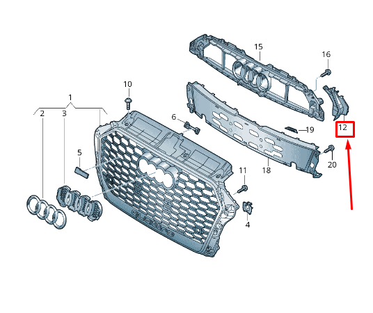 NOUVEAU COUVERCLE DE GRILLE DE RADIATEUR GAUCHE AUDI RS3 8V5853777B ORIGINAL