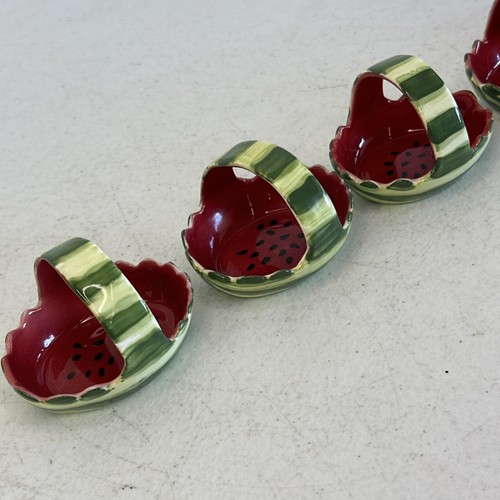 Set of 5 Vintage PIA Bone China Watermelon Napkin Ring Holder 1986 FREE SHIPPING - Picture 10 of 11
