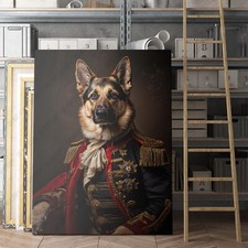 German Shepherd Aristocrat Portrait Funny Dog Animal Canvas Print Wall Art