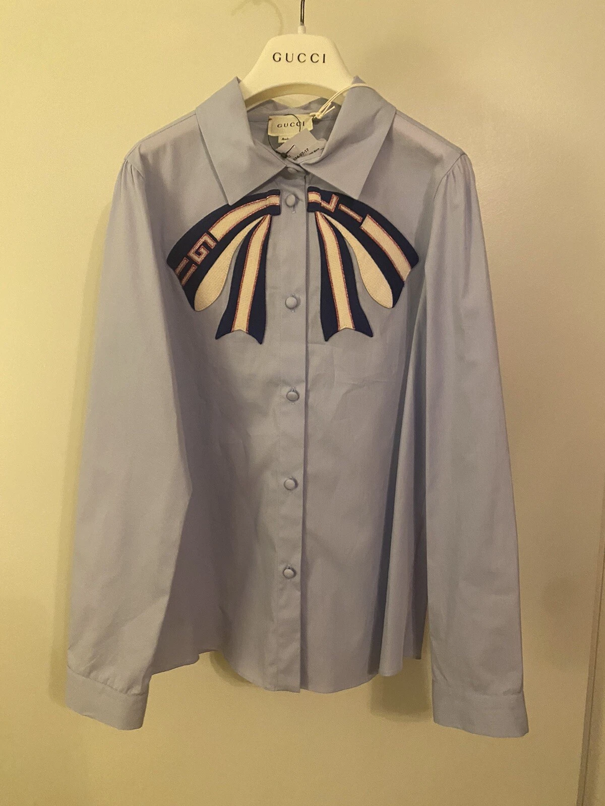 Authentique chemise boutonnée Gucci enfant nœud manches longues neuve avec étiquette taille 10