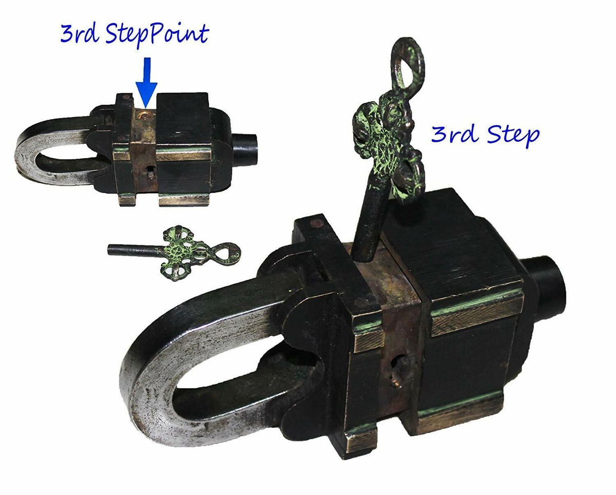 Messing-Vorhängeschloss Puzzle – 2 Stück Mit 6 Schlüsseln, Quadratisch, Ca. 13x5,5x4,5 Cm
