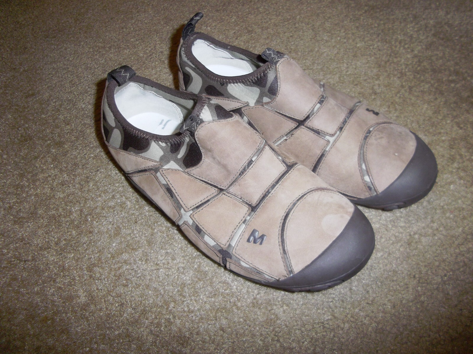 Merrell Womens Slip On Trail Hiking Shoes Size 7 Brown Mosaic Leather Performance