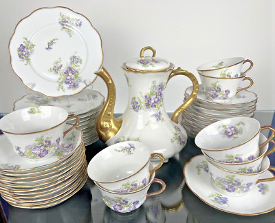 LIMOGES CORONET Partial Coffee Service Lily Of The Valley Stocks Flowers 43 pcs