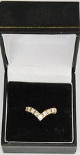 18ct Yellow Gold Wishbone Deep V Diamond Half Eternity Ring Size H 0.66ct
