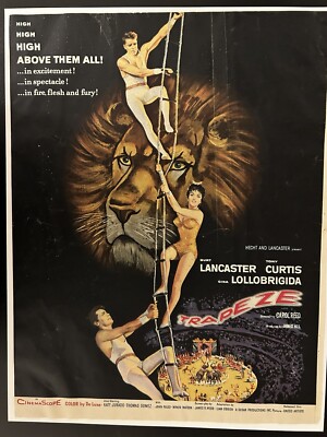 Vintage Poster TRAPEZE Burt Lancaster Tony Curtis Gina Lollobrigida 1956