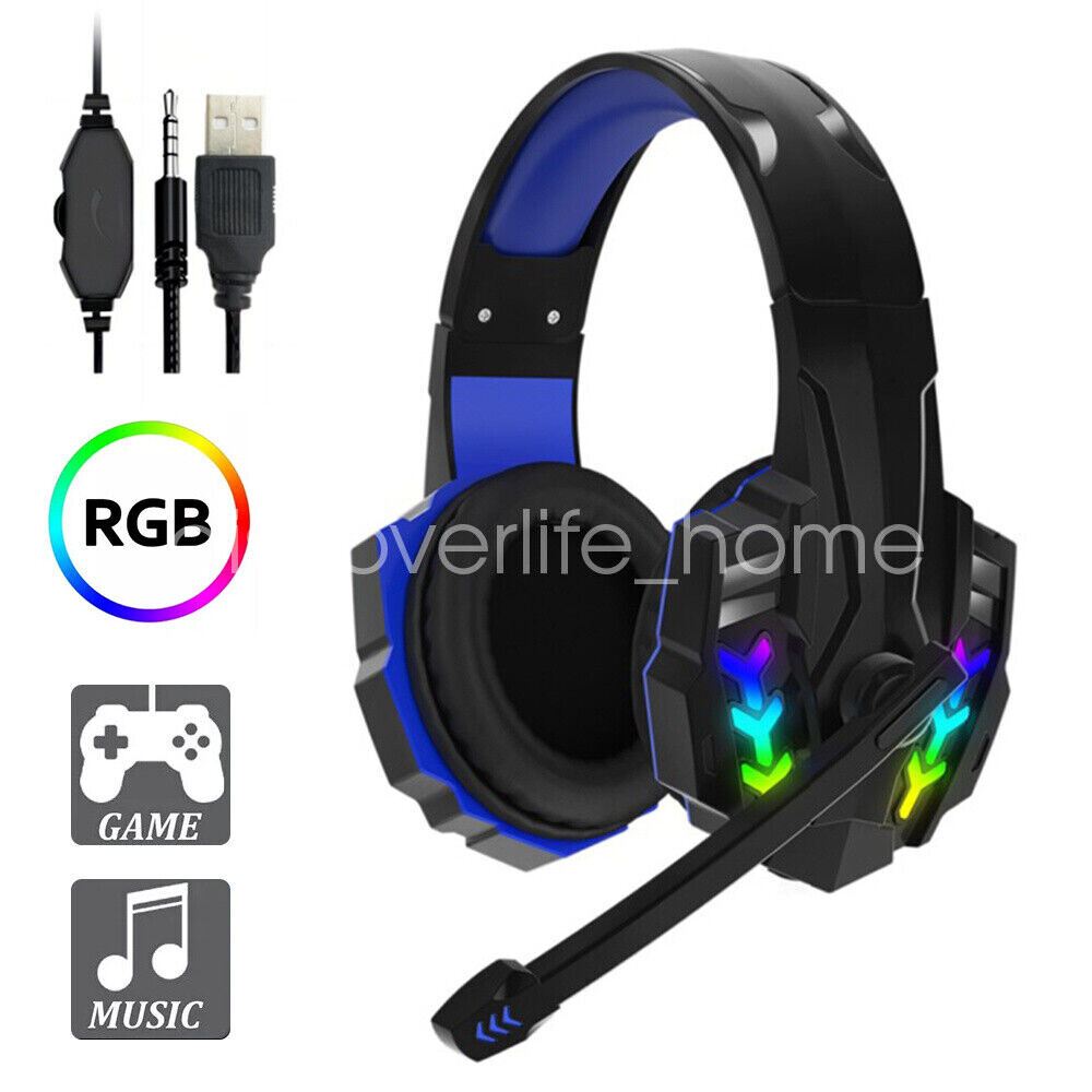 Gaming Headset Headphones With Microphone LED For PC Laptop PS4 PS5 Xbox One US-image