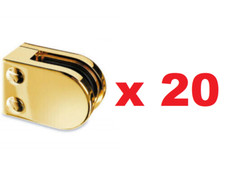 20 x BRASS POLISHED GLASS BRACKET CLAMPS FLAT BACK HANDRAILS BALUSTRADES 316 G