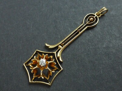 Schöner Art Deco Gelenkanhänger gepunzt 14kt Gold und Diamant besetzt