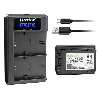 Kastar DUAL LED USB SLIM Charger & 1 Battery for Sony NP-FZ100 Horizontal Style