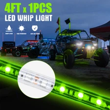 4 Feet Green LED Whip Lighted Antenna Flag Pole For UTV ATV Polaris RZR Buggy
