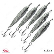 5pcs Fish WOW! 4.5oz Fishing Mega Metal bait trolling luna Jig Black Anchovy NEW
