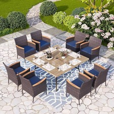 9 PCS Outdoor Dining Set Rattan Patio Furniture Set Outdoor Table with 8 Chairs