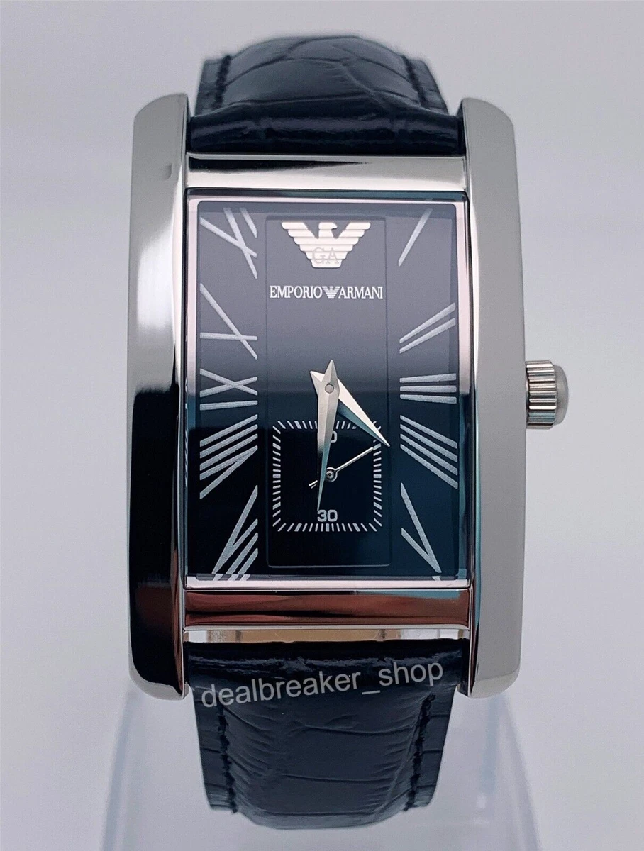 EMPORIO ARMANI AR0143 Designer Black Leather Strap 32mm Men s Wrist Watch