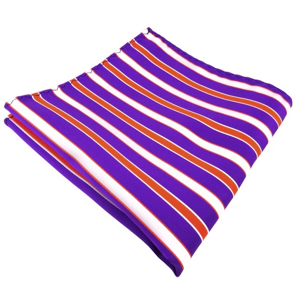 Tigertie Einstecktuch Lila Violett Orange Weiß Gestreift - Tuch 100% Polyester-image