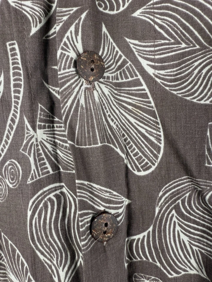 Vintage Local Motion Hawaiian Shirt M Brown Floral Cotton Surf 80s Button Front - Image 4 of 4