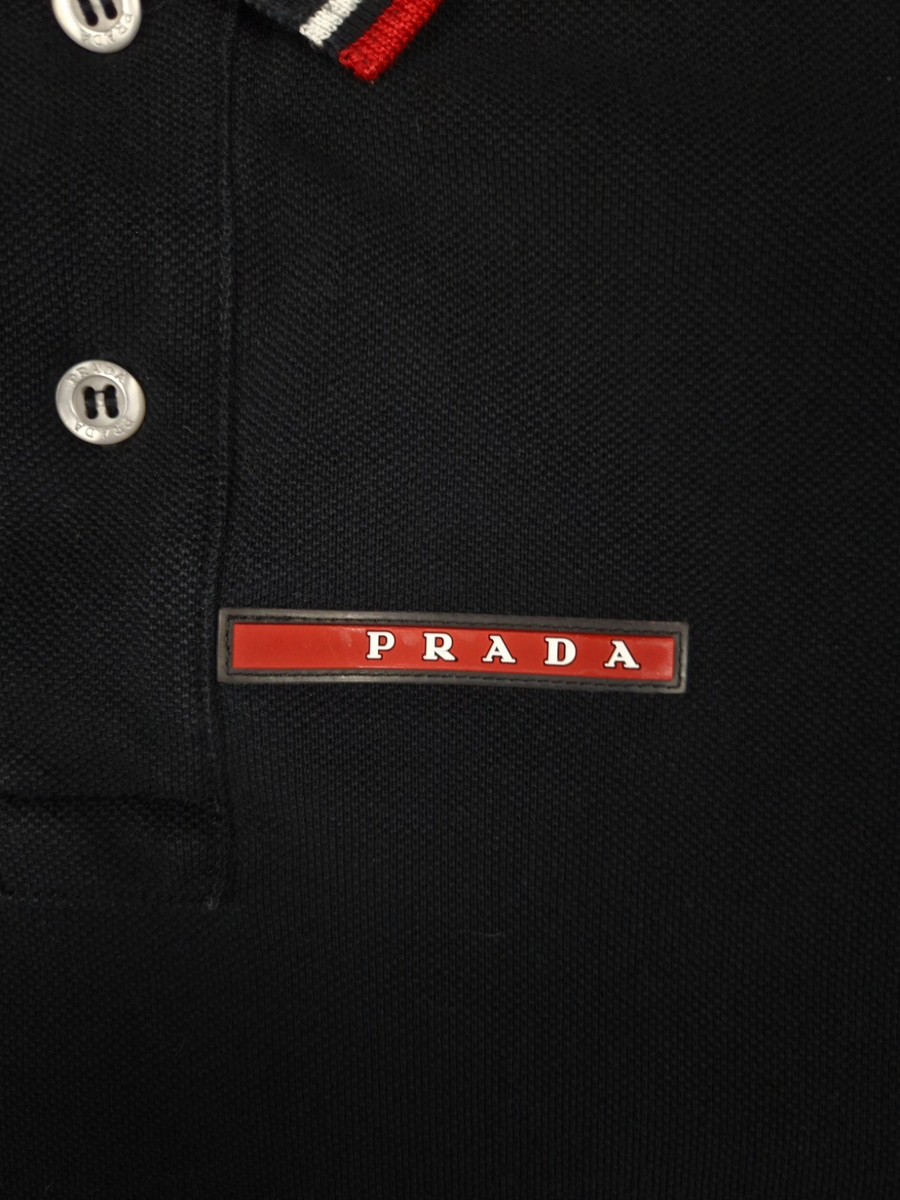 Prada Polo Shirt Men's Luxury Y2K Red Logo Classic Black Size L | eBay