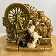 Vintage Planter McCoy USA Pottery Scottie Dog Cat Spinning Wheel Original Cord