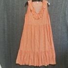 Old Navy Maxi Dress Women L Orange Floral Tiered Ruffle Boho Cottagecore Prairie