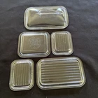 Lot of 5 Vintage Clear Pyrex Glasbake Blue Fire King Glass Dish Lid Covers