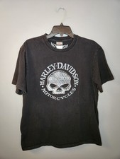 Harley Davidson T-Shirt Men's L Black Camp Legune NC Skull Bulldog Motorcycle
