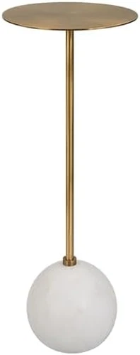 Gimlet White Marble & Metal Accent Drink Table - Stylish & Modern - Picture 4 of 4