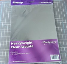 Hunkydory Heavyweight Clear Acetate 30 Sheets 220 Micron 8.25 x 11.75 New